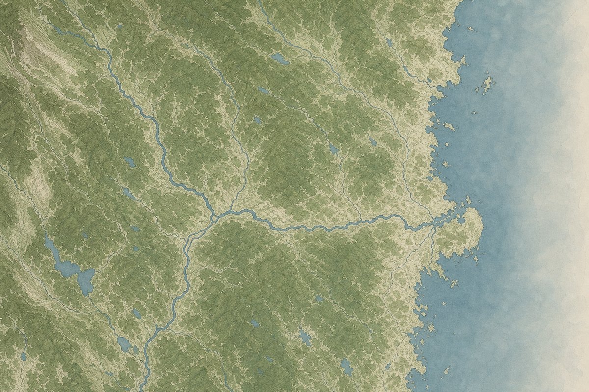 Unlabelled visualization of a Hälsingland map. Pins mark Kelvin’s first plots: K1 Söderhamn on the coast, K2 Bollnäs inland, and K3 Ljusdal further northwest. Not a live operations map.